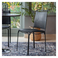 Modern Style Black Metal And Leather Upholstered Dining Room Chair (2pk) 85 x 44cm