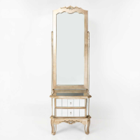 Annabelle French Bevelled Cheval Mirror 2 Drawers With Silver Gilt
