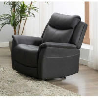 Modern Comfy Fixed Armchair Dark Slate Grey Soft Fabric Upholstered