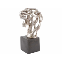 Addo Abstract Tiger Head Sculpture in Silver Resin