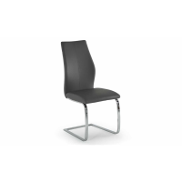 Modern Cantilever Grey Faux Leather Dining Chair With Chrome Legs 102x60x45cm
