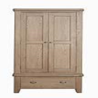 Traditional Oak Wood 2 Door Bedroom Wardrobe With Drawer And Hanging Rail 200 x 110cm