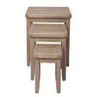 Modern And Chunky Smoked Oak Wood Lacquered Finish Nest of 3 Tables 55 x 65cm
