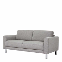 Modern Light Grey Fabric Upholstery 2 Seater Sofa on Chrome Feet