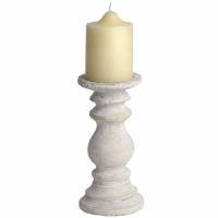 Small Turned Stone Effect Candle Holder Stand 20cm Tall x 10cm Diameter