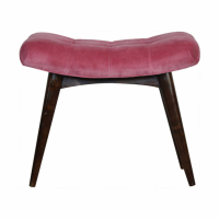 Pink Cotton Velvet Deep Button Bench