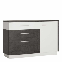 Modern White Slate Grey 1 Door 2 Drawer 1 Compartment Sideboard 133cm Wide