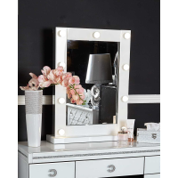 White Glass Broadway 9 Light Dressing Table Mirror