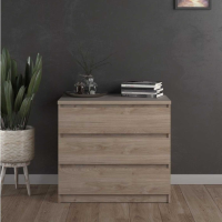Modern Bedroom Small Chest of 3 Drawers in Jackson Hickory Oak Effect Finish