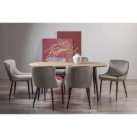 Modern Weathered Oak 6 Seater Dining Set with 6 Grey Velvet Fabric Dining Chairs