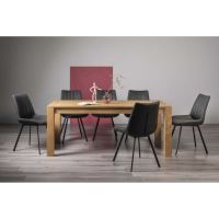 Turin Light Oak Rect. 185 to 245cm Extending Dining Set 8 Dark Grey Faux Leather Chairs