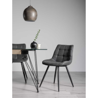 Modern Black Faux Suede Fabric Upholstered Dining Chair Black Legs