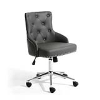 Modern Style Graphite Grey Curvilinear Buttoned Leather Swivel Office Chair 89x54cm
