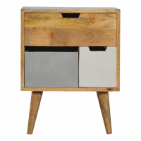 Solid Wood Nordic Style Bedside With 3 Multi Removable Drawers