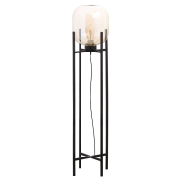 Vintage Industrial Style Large Black Metal Stand Smoked Glass Shade Floor Lamp 118x28cm