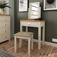 Dove Grey Painted Oak Top Small Dressing Table with 1 Drawer