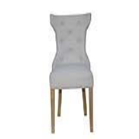Winged Button Back Chair With Metal Ring Natural