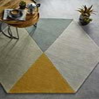 Origins Modern Wool Geometric Hexagon Ochre and Grey Floor Rug 150x180cm