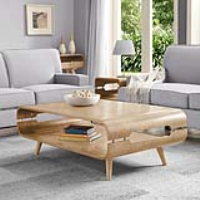 Havana Modern Real Wood Veneer Coffee Table Oak in Natural 41.5x118cm