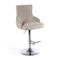 Mink Brushed Velvet Fabric Upholstered Height Adjustable Kitchen Bar Stool Knocker Back