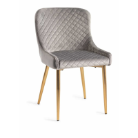 Modern Grey Velvet Fabric Upholstered Chair With Matt Gold Plated Legs 84 x 50cm