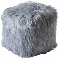 Isaba Hand Made Grey Hairy Pouffe