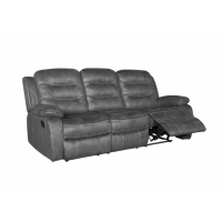 Large 3 Seater Dark Grey Fabric Upholstery Manual Recliner Sofa Pocket Sprung Seating