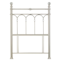 Modern Shiny Silver Nickel Metal 3ft Kids Single Bed Headboard 90cm Wide Crystal Details