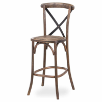 Dark Oak Cross X Back Bistro Breakfast Kitchen Bar Stool Chair Rattan Seat Pad