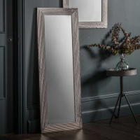Silver Leaner Textured Ripple Effect Framed Full Length Wall Mirror H132 x W48cm