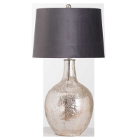 Harmony Ceramic Silver Finish Table Lamp With Grey Velvet Shade