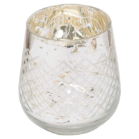 Modern Style Christmas Decorative Silver Foil Finish Medium Candle Holder 9x8cm