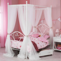 Modern Girls Princess Single White Gloss Painted Four Poster Bed 90cm 3ft