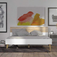 Retro Modern Euro White and Oak King Size 5ft Bed 160cm x 200cm