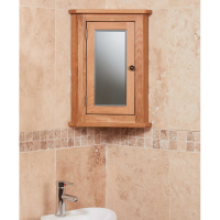 Bathroom Collection Solid Oak Mirrored Corner Wall Cabinet