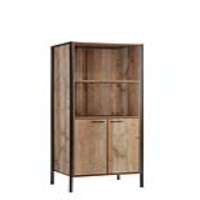 Distressed Oak Effect 2 Door 2 Shelf Storage Bookcase Modern Style 160 x 63.8cm