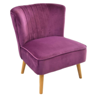Modern Style Cromarty Plum Occasional Living Room Chair With Wooden Legs 74 x 64cm