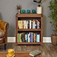 Solid Dark Wood Walnut Lacquered Small Low Window Living Room Bookcase 100cm Wide