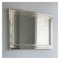Large Rectangular Silver Finish Framed Bevelled Glass Wall Mirror 112 x 82cm