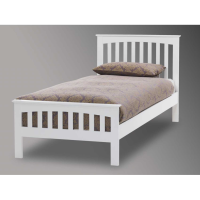 Amelia Opal White Painted 90cm Single 3ft Bed Frame Slatted Shaker Style