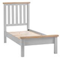Modern Oak Wood Grey Painted 3' Bed Uk Size With Slatted Headboard 120 x 105cm