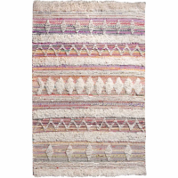 Keret Hand Woven Pit Loom Ivory And Multi Colour Pattern 160x230cm Wool Rug