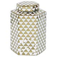 Value Medium 24cm White And Gold Ginger Jar