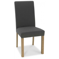 Modern Steel Grey Dining Chair Square Back Light Oak Fabric Upholstery