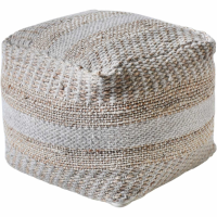 Kellen Hand Woven Pit Loom Ivory And Natural Hemp Pouffe