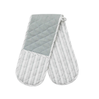 Organic Cotton Stripe Dbl Oven Glove Silver