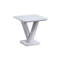 Rafael Modern Square 50cm Light Grey Matt Glass and Steel Lamp End Table