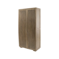 Modern Beaulieu 2 Door Cabinet With Linear Mindi Wood And Glass Front 194.5 x 100cm