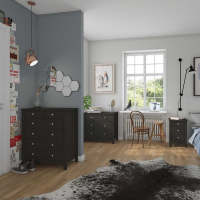 Traditional Black Tall 6 Drawer Bedroom Chest With Metal Knobs 92 x 80cm