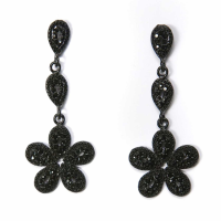 Flower Drop Earring Black